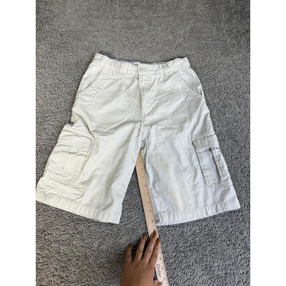 Faded Glory Shorts Boys 16 Beige Cargo Twill Relaxed Fit Pockets Zip 28 Waist